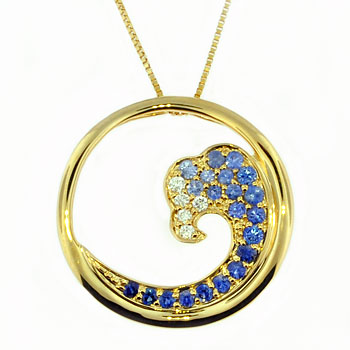 CP2047 Sapphire & Diamond Wave Necklace
