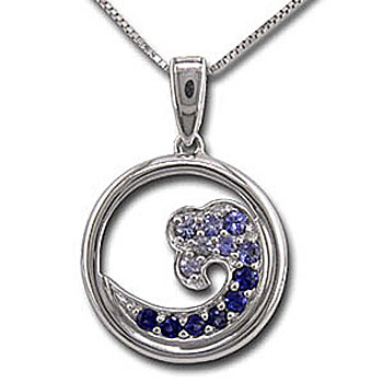 CPS1111 SS/Sapphire Wave Necklace
