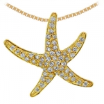 6422 Lg. Gold & Diamond Starfish Necklace