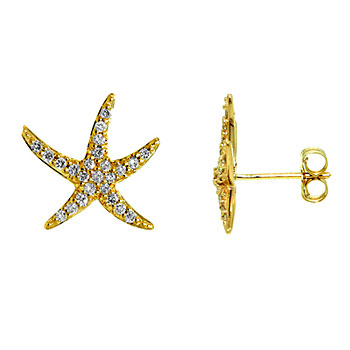 E367 Gold & Diamond Starfish Studs