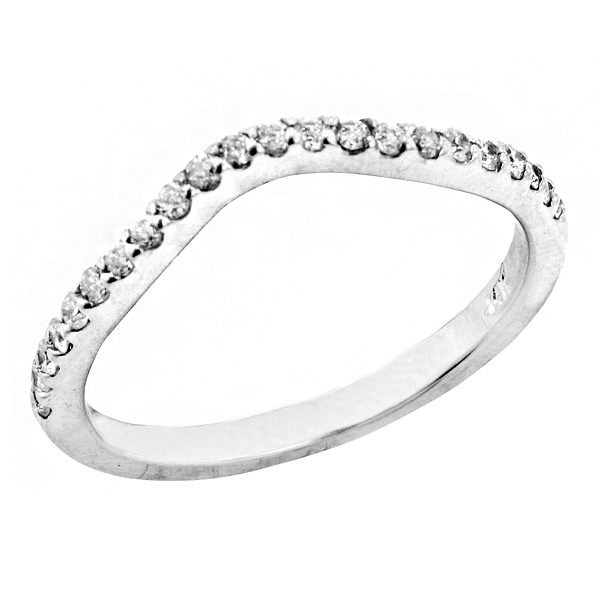 1687B Curved Diamond Band set in 14K White Gold