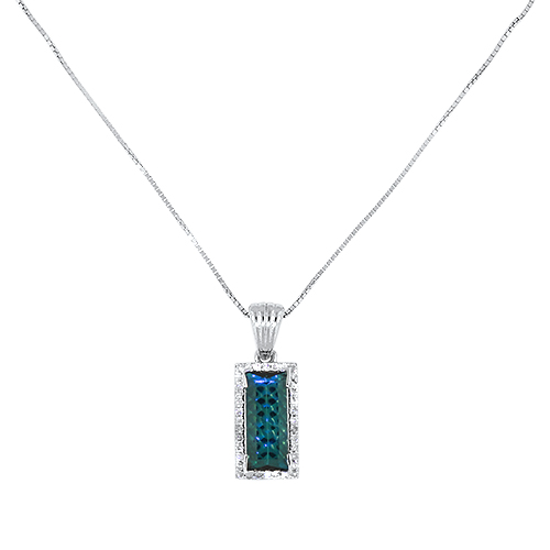 Blue Maine Tourmaline and Diamond Necklace