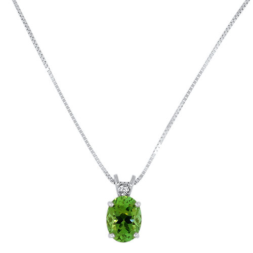 Green Maine Tourmaline Pendant with Diamond