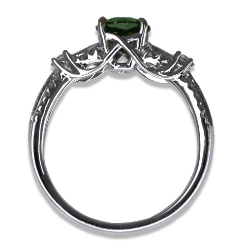 Maine Green Tourmaline Diamond Ring Profile