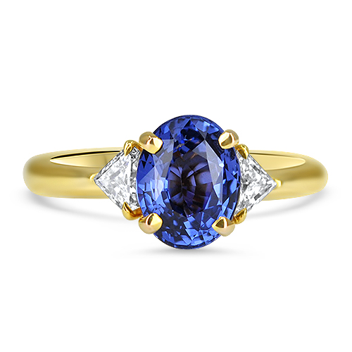 Blue Sapphire and Diamond Ring in Yellow Gold