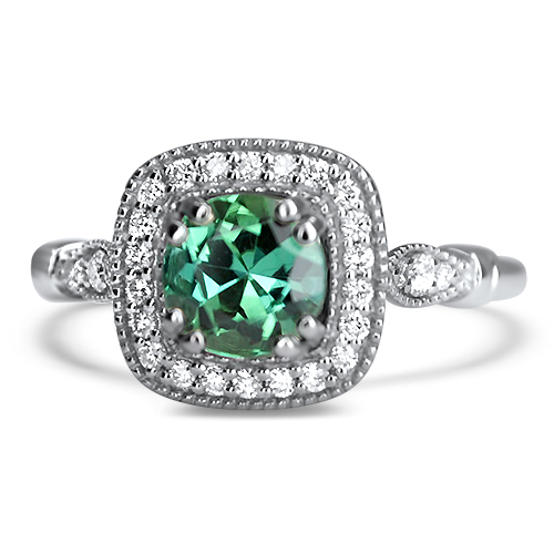 green tourmaline vintage style ring