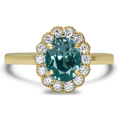 blue tourmaline and diamond ring 14ky