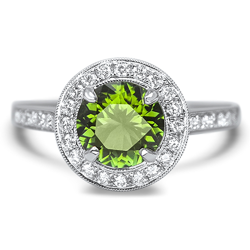 maine green tourmaline and diamond ring