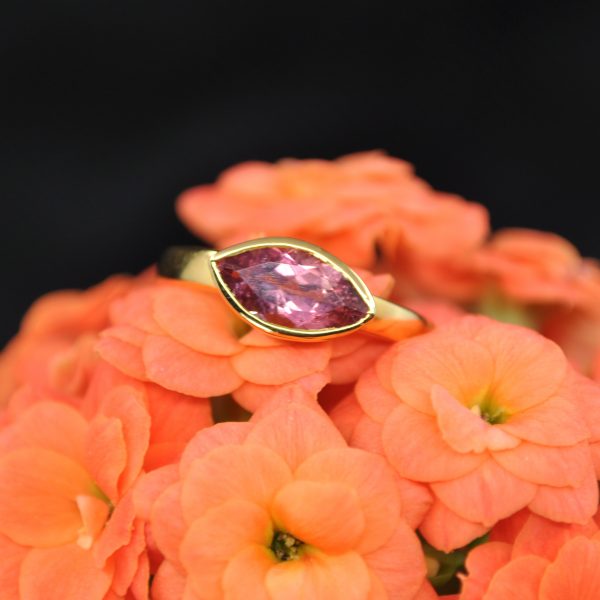 pink marquis bezel ring