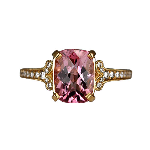 maine pink tourmaline and diamond ring
