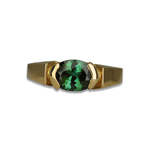 Maine Green Tourmaline Split Bezel Ring