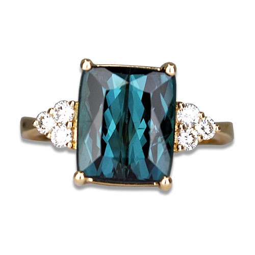 blue tourmaline and diamond ring 18ky