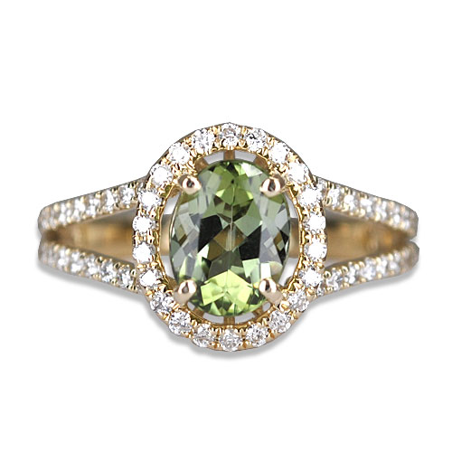 maine green tourmaline diamond ring