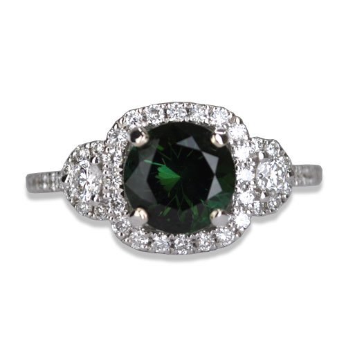 maine green tourmaline diamond ring in white gold