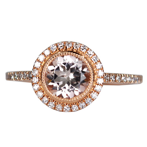 morganite and diamond halo ring