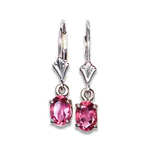 bright pink tourmaline dangle earrings 14kw
